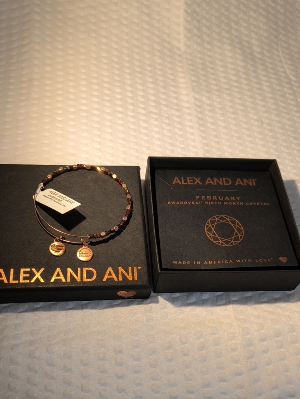 Alex and Ani February Swarovski Birth Month Crystal  Gold Accent  Bracelet